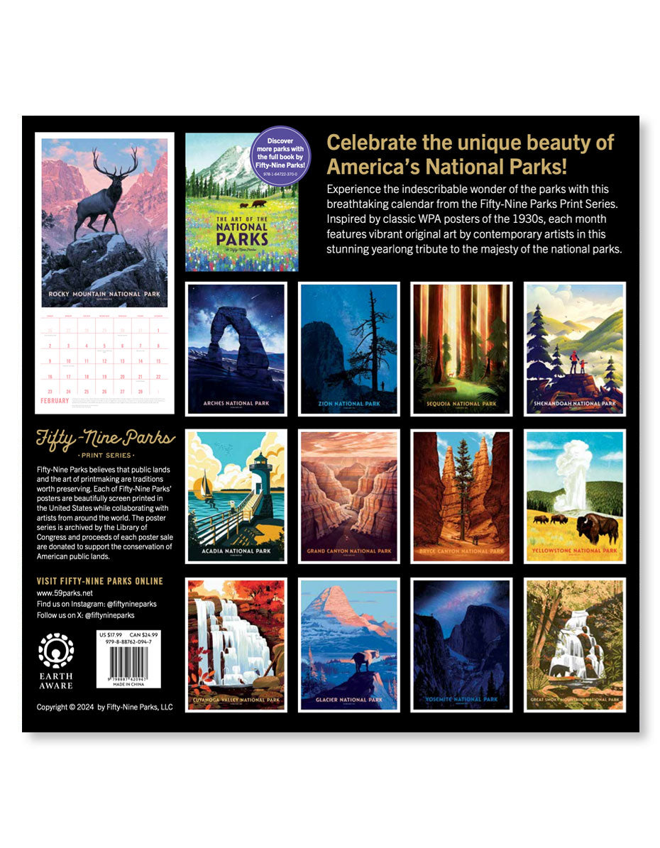 National Parks Calendar by Fifty-Nine Parks (2025)